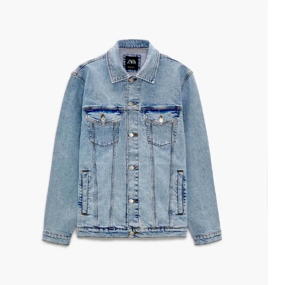 ZARA BASIC DENIM JACKET LIGHT BLUE - Picture 1 of 1